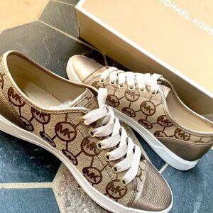 Michael Kors City Sneakers Monogram In Box Bronze/Gold Size 9M